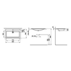 Laufen Einbau-Waschtisch Classics rechteckig 800x500x120mm, von oben, mit Armatu... LAUFEN-H517CL40001111 7612738181857 (Abb. 1)