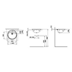 Laufen Einbau-Waschtisch Classics rund 475x475x186mm, von oben, mit 1 Hahnloch u... LAUFEN-H517CL60001041 7612738181918 (Abb. 1)