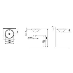 Laufen Einbau-Waschtisch Form rund 450x450x159mm, von oben, ohne Hahnloch, mit Ü... LAUFEN-H517FM50001091 7612738182069 (Abb. 1)