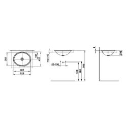 Laufen Einbau-Waschtisch Form oval 525x425x150mm, von oben, ohne Armaturenbank, ... LAUFEN-H517FM60001121 7612738182137 (Abb. 1)