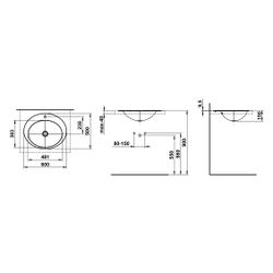Laufen Einbau-Waschtisch Form oval 600x500x150mm, von oben, mit 1 Hahnloch, ohne... LAUFEN-H517FM70001111 7612738182151 (Abb. 1)