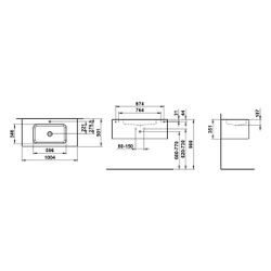 Laufen Waschplatz Folio 1004x500x350mm, mit Armaturenbank, 1 Hahnloch, ohne Über... LAUFEN-H580FO45211111 7612738182755 (Abb. 1)
