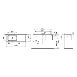 Laufen Waschplatz Folio 1254x450x350mm, Becken links, ohne Armaturenbank, Hahnlo... LAUFEN-H580FO75211121 7612738183165 (Abb. 1)