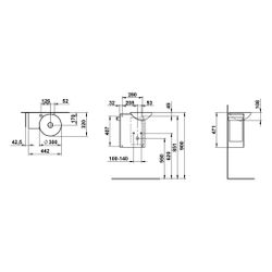 Laufen Waschplatz Insert 485x317x470mm, rechteckig, Becken rechts, mit 1 Hahnloc... LAUFEN-H585IN30001111 7612738183417 (Abb. 1)