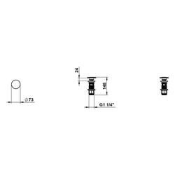 Laufen Ablaufventil Klick-Klack, Durchmesser 74mm, Auslass 1 1/4", Schwarz matt... LAUFEN-H591LA47160001 7612738183684 (Abb. 1)