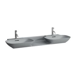 Laufen Doppelwaschtisch INO 450x1420x145mm, Mattgraphit, 1 Hahnloch, je Becken m... LAUFEN-H8143047581041 7612738049522 (Abb. 1)