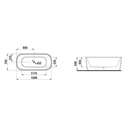 Laufen Badewanne freistehend Meda 1600x750x590mm, oval, Marbond, Kupfer/Weiß glä... LAUFEN-H2211121900001 7612738173067 (Abb. 1)