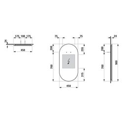 Laufen Spiegel Frame 25 450x25x900mm, oval, mit LED-Licht, für Lichtschalter... LAUFEN-H4443709000001 7612738151614 (Abb. 1)
