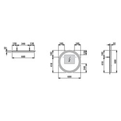 Laufen Spiegel Base 2.0 600x600mm, rund, LED-Beleuchtung, 1 Sensorschalter, Schw... LAUFEN-H4443901084501 7612738151676 (Abb. 1)