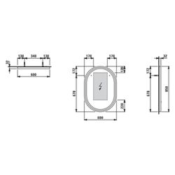 Laufen Spiegel Base 2.0 600x850mm, oval, LED-Beleuchtung, 1 Sensorschalter, Schw... LAUFEN-H4443951084501 7612738151706 (Abb. 1)