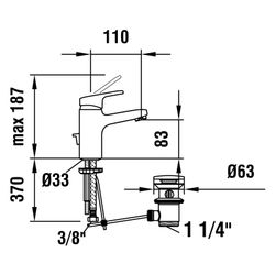 Laufen Waschtisch-Mischer CityPro, Festauslauf, Ausladung 110mm, mit Ablaufventi... LAUFEN-HF500901100000 7612738989996 (Abb. 1)