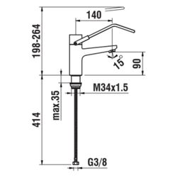 Laufen Waschtisch-Mischer Clinic, Festauslauf, Ausladung 140mm, mit Bügelgriff, ... LAUFEN-HF941004100094 7612738002183 (Abb. 1)