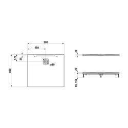 Laufen Duschwanne Laufen Pro 800x900x30mm, Anthrazit, aus Marbond, Ablauf lange ... LAUFEN-H2149500780001 7612738962289 (Abb. 1)