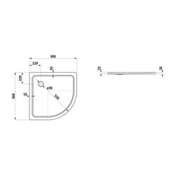 Laufen Duschwanne Viertelkreis Platina 900x900x25mm, Weiß, aus Stahl, Ablauf sei... LAUFEN-H2150086000401 4014804773141 (Abb. 1)