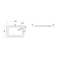 Laufen Duschwanne Platina 800x1200x65mm, Weiß, aus Stahl, Ablauf seitlich mit An... LAUFEN-H2150156000401 4014804719958 (Abb. 1)
