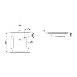Laufen Duschwanne Platina 800x800x150mm, Weiß, aus Stahl, Ablauf seitlich, inklu... LAUFEN-H2150210000401 4014804491632 (Abb. 1)