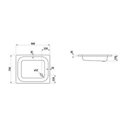Laufen Duschwanne Platina 750x900x150mm, Weiß, aus Stahl, Ablauf seitlich mit An... LAUFEN-H2150236000401 7612738993566 (Abb. 1)