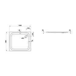 Laufen Duschwanne Platina 900x1000x25mm, Weiß, aus Stahl, Ablauf seitlich mit An... LAUFEN-H2150306000401 7612738925734 (Abb. 1)