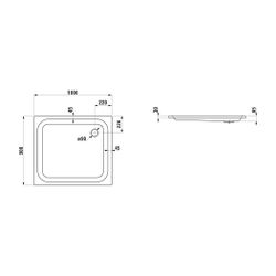Laufen Duschwanne Platina 900x1000x65mm, Weiß, aus Stahl, Ablauf seitlich, inklu... LAUFEN-H2150310000401 7612738925765 (Abb. 1)
