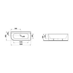 Laufen Badewanne MEDA, 800x1800x590mm, glänzend, Eckversion rechts, Weiß, Marbon... LAUFEN-H2201150000001 7612738097158 (Abb. 1)