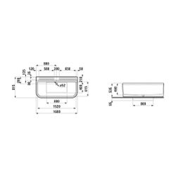 Laufen Badewanne Sonar 815x1600x535mm, Weiß, aus Sentec Mineralgusswerkstoff, oh... LAUFEN-H2203470000001 7612738922924 (Abb. 1)