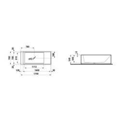 Laufen freistehende Badewanne Kartell, LED-Beleuchtung 760x1760x540mm, Weiß, aus... LAUFEN-H2223320006161 7612738299422 (Abb. 1)