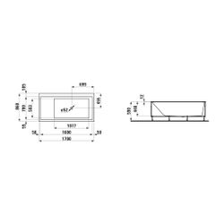 Laufen Einbau-Badewanne Kartell, LED-Beleuchtung für Ecke rechts 860x1700x590mm,... LAUFEN-H2233310006161 7612738299446 (Abb. 1)