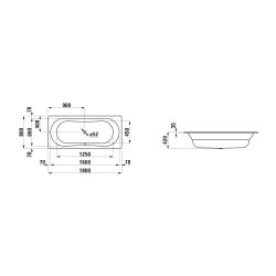 Laufen Einbau-Badewanne Thallium 800x1800x420mm, Weiß, aus Stahl, inklusive Scha... LAUFEN-H2250900000401 4014804969513 (Abb. 1)