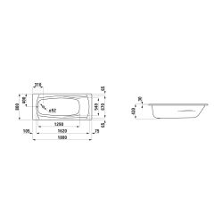Laufen Einbau-Badewanne Palladium 800x1800x430mm, Weiß, aus Stahl, inklusive Sch... LAUFEN-H2251000000401 4014804490833 (Abb. 1)
