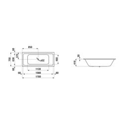 Laufen Einbaubadewanne Pro S 1700x750x410mm, Mattweiß, aus Stahl, mit Mittelabla... LAUFEN-H2261807570401 7612738124953 (Abb. 1)