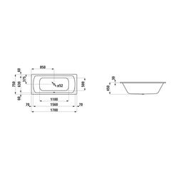 Laufen Einbau-Badewanne Laufen Pro 750x1700x450mm, Weiß, aus Stahl, inklusive Sc... LAUFEN-H2269500000401 4014804780101 (Abb. 1)