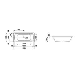 Laufen Einbau-Badewanne Laufen Pro 800x1800x450mm, Weiß, aus Stahl, inklusive Sc... LAUFEN-H2279500000401 4014804780026 (Abb. 1)
