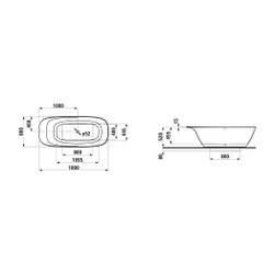 Laufen freistehende Badewanne INO 800x1800x520mm, Weiß, aus Sentec Mineralgusswe... LAUFEN-H2303020000001 7612738347321 (Abb. 1)