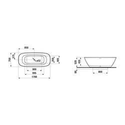 Laufen freistehende Badewanne INO 750x1700x520mm, Weiß, aus Sentec Mineralgusswe... LAUFEN-H2313020000001 7612738349851 (Abb. 1)
