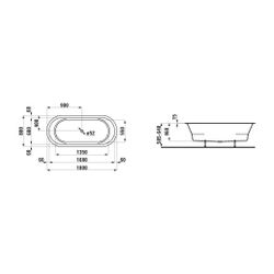 Laufen Einbau-Badewanne Laufen Pro 800x1800x460mm, Weiß, aus Marbond... LAUFEN-H2419500000001 7612738930103 (Abb. 1)
