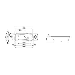 Laufen Einbau-Badewanne Palmoba 800x1800x455mm, Weiß, 20mm, Rand aus Sanitäracry... LAUFEN-H2428000000001 4014804914797 (Abb. 1)