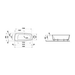 Laufen Einbau-Badewanne Palmoba 800x1800x455mm, Weiß, inklusive Fußgestell 20mm,... LAUFEN-H2428010000001 4014804914810 (Abb. 1)