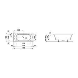 Laufen Einbau-Badewanne Laufen Pro 750x1700x460mm, Weiß, aus Marbond, mit Wannen... LAUFEN-H2429500000001 7612738930110 (Abb. 1)