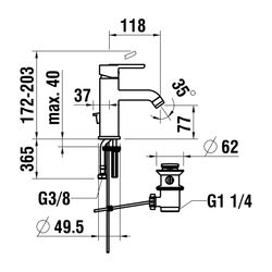 Laufen Einhebel-Waschtischmischer Lua Eco+ Ausladung 118mm, Chrom, Festauslauf E... LAUFEN-H3110810041141 7612738986728 (Abb. 1)