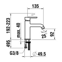 Laufen Einhebel-Waschtischmischer Lua Eco+ Ausladung 135mm, Chrom, Festauslauf E... LAUFEN-H3110810041201 7612738986759 (Abb. 1)