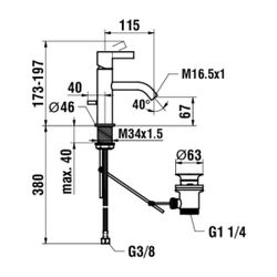 Laufen Einhebel-Waschtischmischer Kartell Festauslauf Ausladung 115mm, Chrom, mi... LAUFEN-H3113310041011 7612742502921 (Abb. 1)