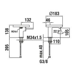Laufen Einhebel-Waschtischmischer mit Deko-Disk, transp., Festauslauf m. Ablaufv... LAUFEN-H3113310041131 7612742487501 (Abb. 1)