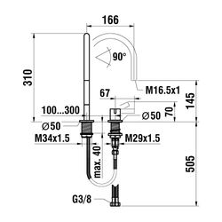 Laufen 2-Loch-Waschtischmischer Kartell Schwenkauslauf Ausladung 166mm, ohne Abl... LAUFEN-H3113320822201 7612738961206 (Abb. 1)