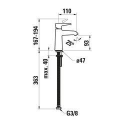 Laufen Einhebel-Waschtischmischer Pure Festauslauf Ausladung 110mm, Chrom, ohne ... LAUFEN-HF901702100000 7612738997601 (Abb. 1)