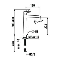 Laufen Einhebel-Waschtischmischer, ohne Ablaufventil, hohe Ausf. Pure Festauslau... LAUFEN-HF901714428000 7612738001735 (Abb. 1)
