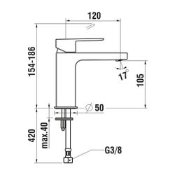 Laufen Einhebel-Waschtischmischer Neja Festauslauf Ausladung 120mm, Chrom, ohne ... LAUFEN-H3115110041101 7612738957254 (Abb. 1)
