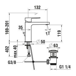 Laufen Einhebel-Waschtischmischer, mit Ablaufventil, halbhohe Ausführung Neja Fe... LAUFEN-H3115110041211 7612738957278 (Abb. 1)
