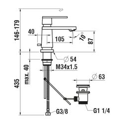 Laufen Einhebel-Waschtischmischer The New Classic Festauslauf Ausladung 105mm, C... LAUFEN-HF900501100000 7612738996796 (Abb. 1)