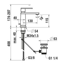 Laufen Einhebel-Waschtischmischer The New Classic Festauslauf Ausladung 130mm, C... LAUFEN-HF900503100000 7612738996826 (Abb. 1)