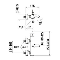 Laufen Einhebel-Wannenmischer Aufputz Kartell mit Kunststoffschlauch 1800mm, Chr... LAUFEN-H3213370041411 7612738968243 (Abb. 1)